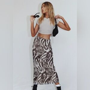 Princess Polly Animal Print Maxi Skirt, Lined, Size 4